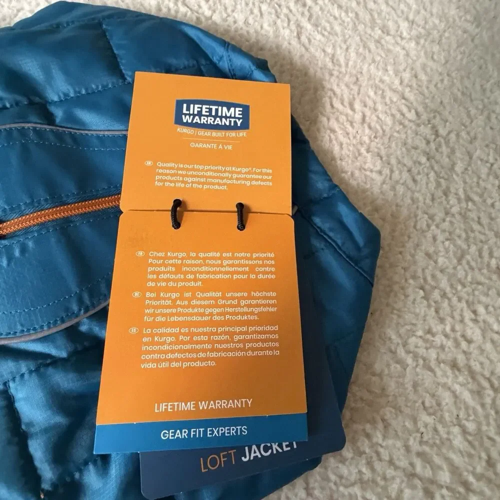 Kurgo Loft Jacket for Dogs Coastal Blue/Orange Winter Coat Medium M